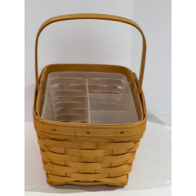 Longaberger Basket ライナー＆栞付・アンティーク シャビー Longaberger Signed Spring Flatware Basket With Liner | Chairish
