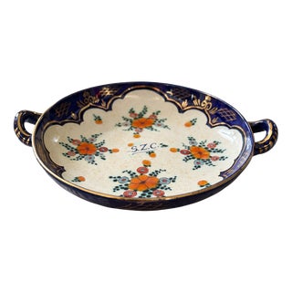 Vintage Decorative Ceramic Bowl with René Floral Motif by Regina Gouda, 1950s For Sale