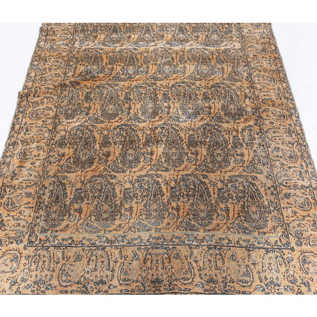 Yellow 19th Century Persian Tabriz Honey Yellow and Black Handwoven Wool Rug For Sale - Image 8 of 8