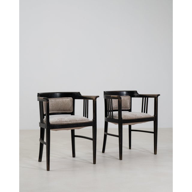 19th Century France Art Nouveau Black Wood Armchair For Sale - Image 10 of 11