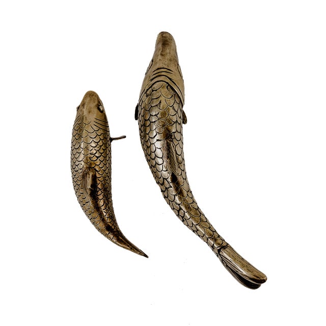 Vintage Mid-Century Modern Brass Koi Fish Figurine Set For Sale - Image 12 of 16