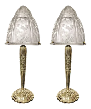 French Art Deco Table Lamps by Muller Frères - a Pair