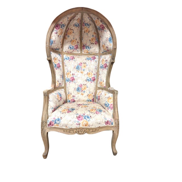 1980s Vintage Floral Balloon, Porter, Canopy Chair For Sale - Image 5 of 8