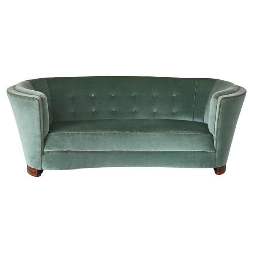 Large Danish Sofa in Green Velvet, 1940s For Sale - Image 15 of 15