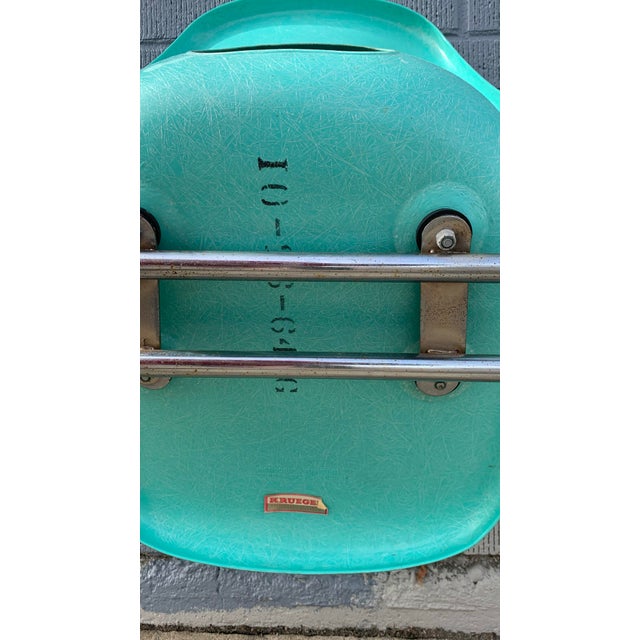 1960s Stacking Turquoise Fiberglass Krueger Metal Products Chairs, Set of 4 For Sale In Denver - Image 6 of 12