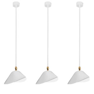 Mid-Century Modern White Bibliothèque Ceiling Lamps by Serge Mouille, Set of 3 For Sale