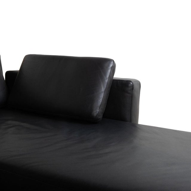 Leather Chrome Corner Sofa in Black with Manual Function by Brühl Moule For Sale - Image 9 of 18