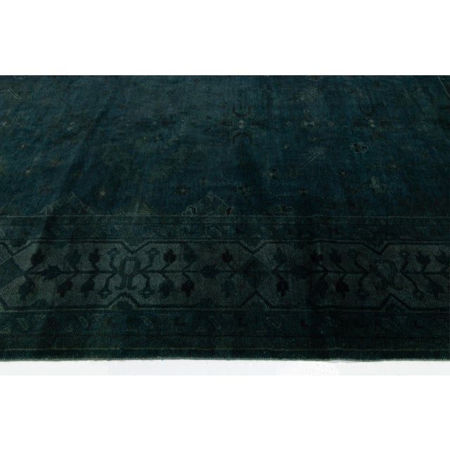 2020s Contemporary Midnight Emerald Hand-Knotted Overdyed Wool Area Rug 12x15 For Sale - Image 5 of 12