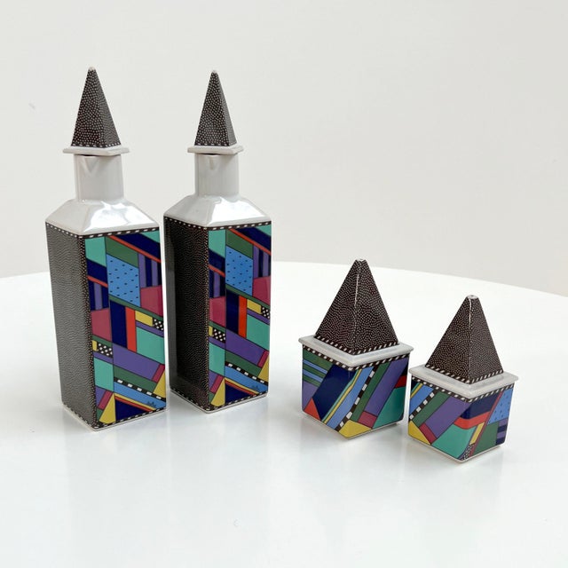 Oil Vinegar Pepper Salt Set Metropol by Barbara Brenner for Rosenthal, 1990s, Set of 4 For Sale - Image 8 of 8