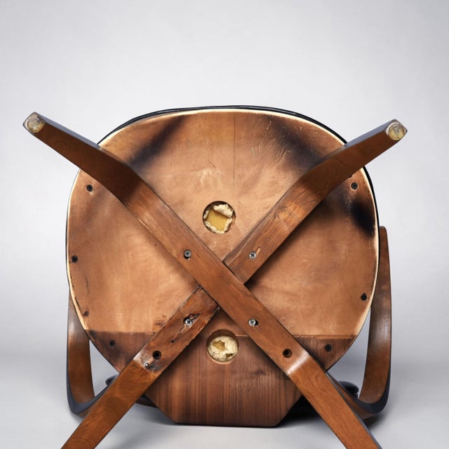 Norman Cherner Style Sculpted Bent Plywood Armchair With Black Cushions For Sale - Image 9 of 13