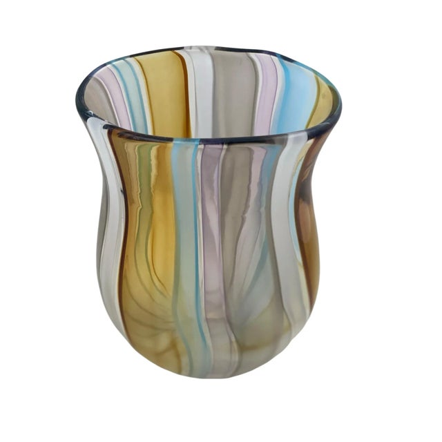 Contemporary Hand Blown Murano-Style Glass Tiki Beach Inspired Flower Vase by Designer Karen Curtis For Sale - Image 3 of 10