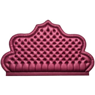 Fuchsia Queen Headboard in Raffia Silk For Sale