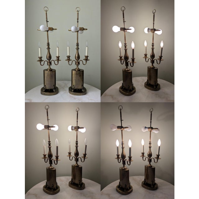 Frederick Cooper Mid Century French Empire Aged Brass Footed Table Lamps by Frederick Cooper For Sale - Image 4 of 9