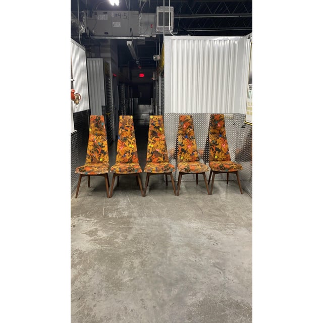 1960s Attributed to Adrian Pearsall High Back Slim-Jim Chairs Model 2051c for Craft Associates Set of 5 For Sale - Image 10 of 11