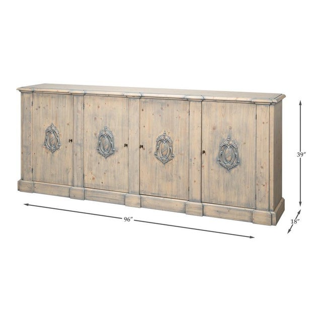 French Provincial Wall Cabinet with Carved Crest Medallions For Sale - Image 11 of 11