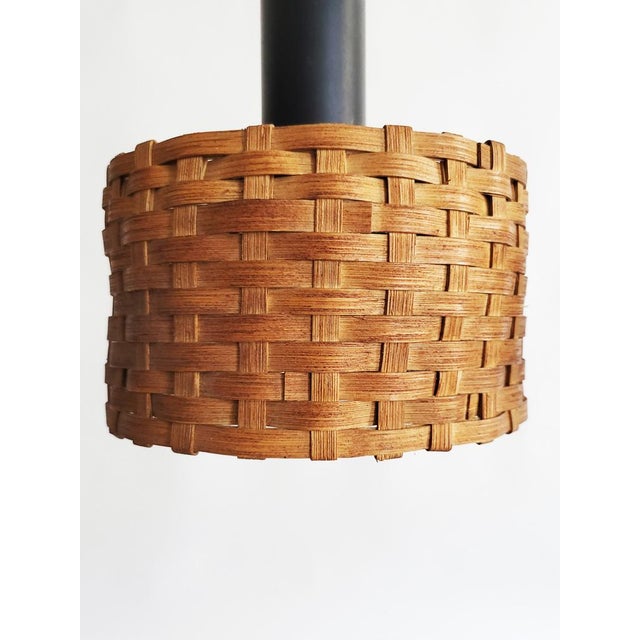 Black Mid-Century Modern Danish Rattan Pendant, 1960s For Sale - Image 8 of 11