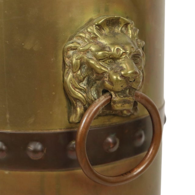 Metal Artillery Shell Umbrella with Trench Art Lion Heads, 1920s For Sale - Image 7 of 18
