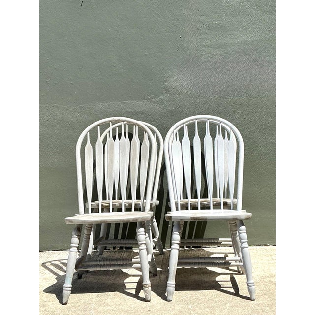 Vintage Farmhouse Style Windsor Chairs - Set of 4 For Sale - Image 10 of 12