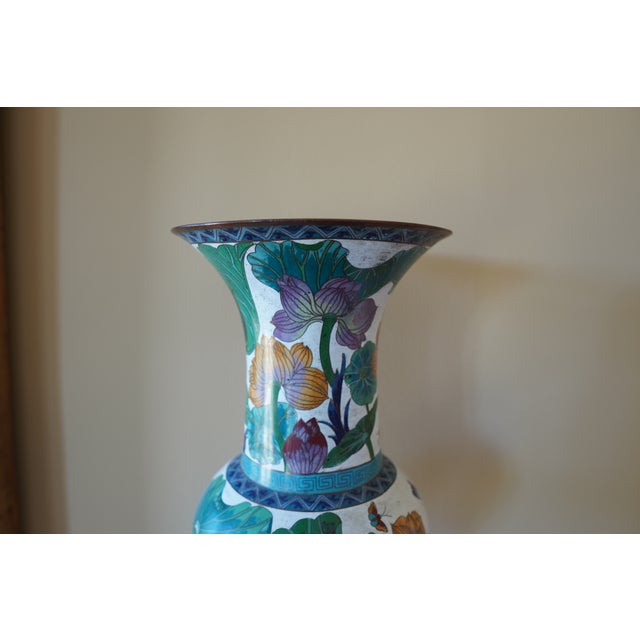 Vintage Porcelain Flower Tall Vase For Sale - Image 12 of 16