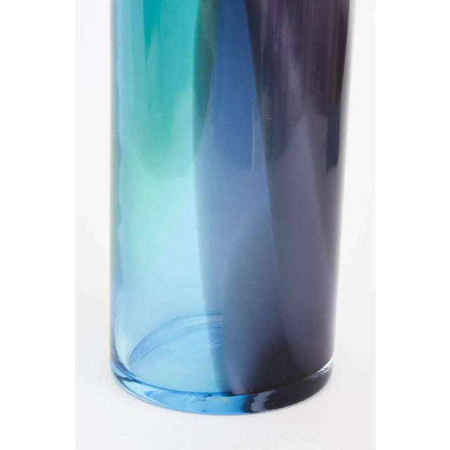 Vintage Danish Swirled Glass Tall Bottle in Blue, Purple, Green, Turquoise , 1960's For Sale In Miami - Image 6 of 9