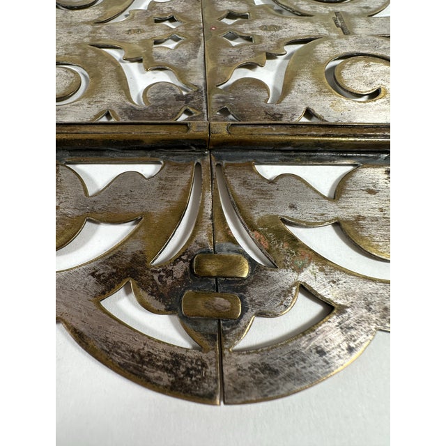 Brass French Antique Rolling Expandable Brass Silverplate Trivet by Au Bon Marché Paris, Late 19th C. For Sale - Image 8 of 12