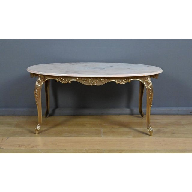 Mid-20th Century Louis XV Style Coffee Table in Marble and Brass, 1950s For Sale - Image 13 of 18
