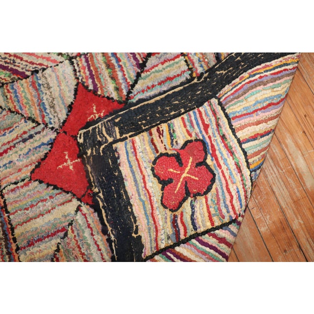 Mid 20th Century Square American Hooked Scatter Rug For Sale - Image 10 of 18