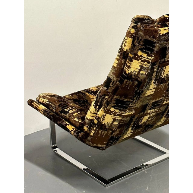 Brown Mid-Century Modern Lounge Chair, Adrian Pearsall Style, American, Chrome, 1950s For Sale - Image 8 of 13