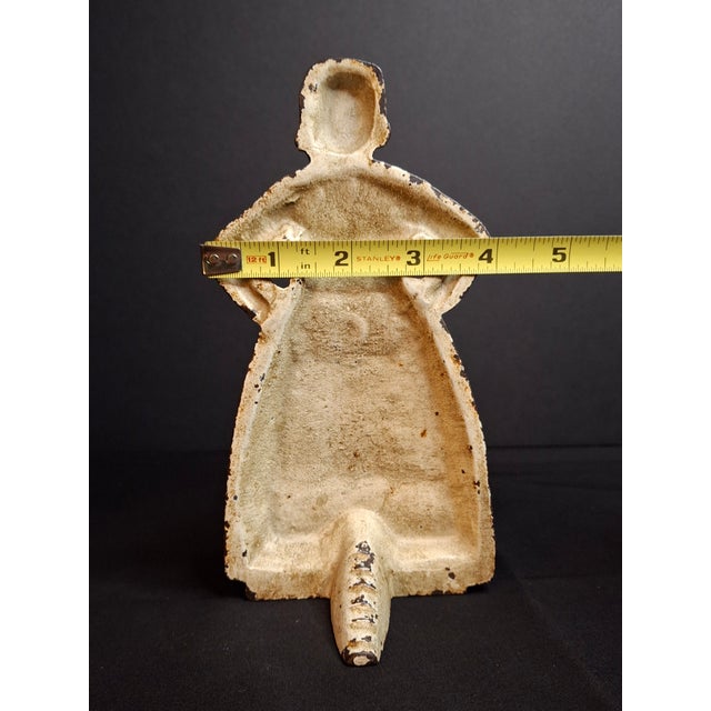 Blue Antique Cast Iron Woman Hands on Hips Doorstop Original Paint 1920s Albany Foundry Americana For Sale - Image 8 of 11