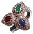 Vintage Natural Ruby, Emerald, Sapphire & Diamond Ring - 925 Sterling Silver Size 8 For Sale