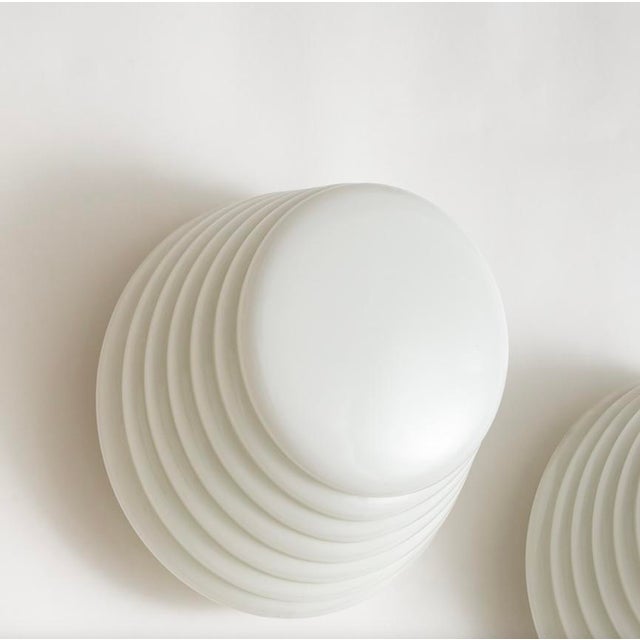 Leucos Murano Glass Sliding Layers White Coban Flush Fixture, Italy, 1970s