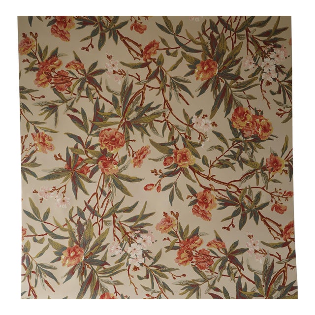 Late 20th Century Deadstock Ralph Lauren Vinyl Wallpaper- Climbing Oleander in Cream- 12 Rollsss For Sale