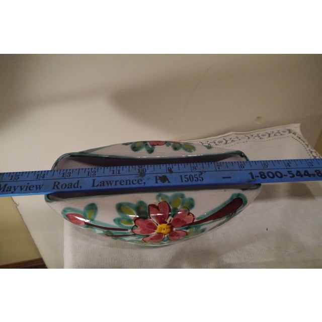 Vintage Mid 20th Century Rolled Bowl / Vase Tito Corti T.C. Italy Art Pottery Flowers For Sale In Boston - Image 6 of 12