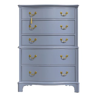 Mid Century Colonial Style Mahogany 5 Drawer Highboy by Berkey and Gay - Newly Painted For Sale