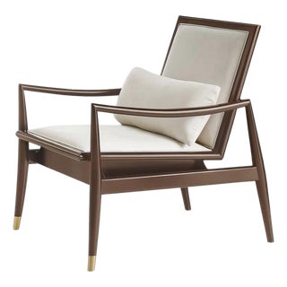 Modern History Brachisto Mid Century Modern Lounge Chair Walnut/Off-White For Sale