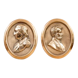 Late 20th Century Brass Oval Presidential Wall Plaques- a Pair