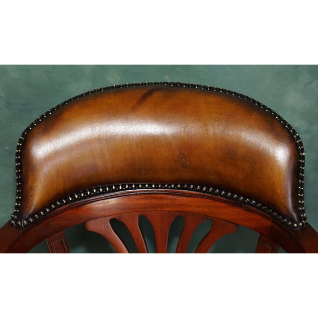 Vintage Brown Leather Captains Directors Chair For Sale - Image 4 of 18