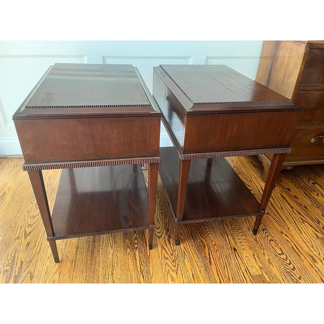 Wood Mahogany Two Tier Side Tables, a Pair For Sale - Image 7 of 10