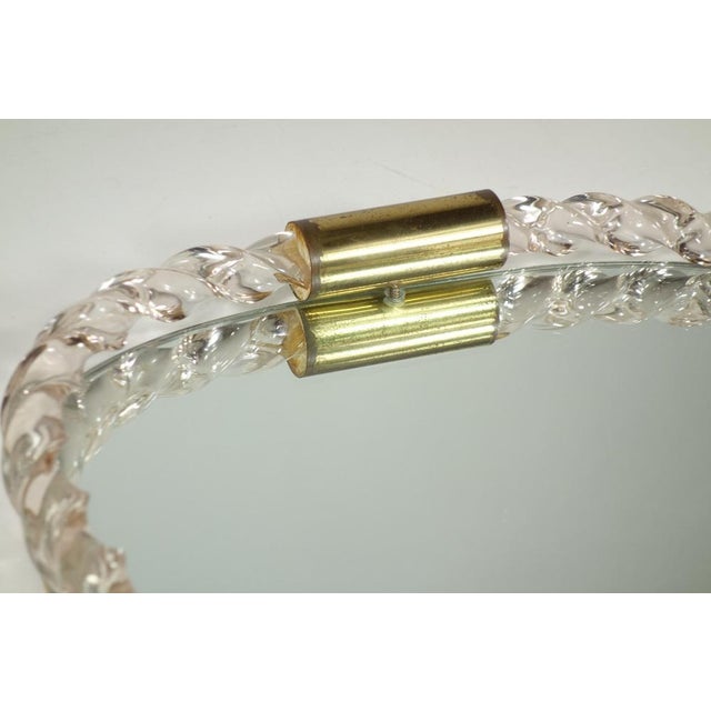 Glass Art Deco Twister Pink Murano Glass Wall Mirror from Seguso, 1930s For Sale - Image 7 of 10