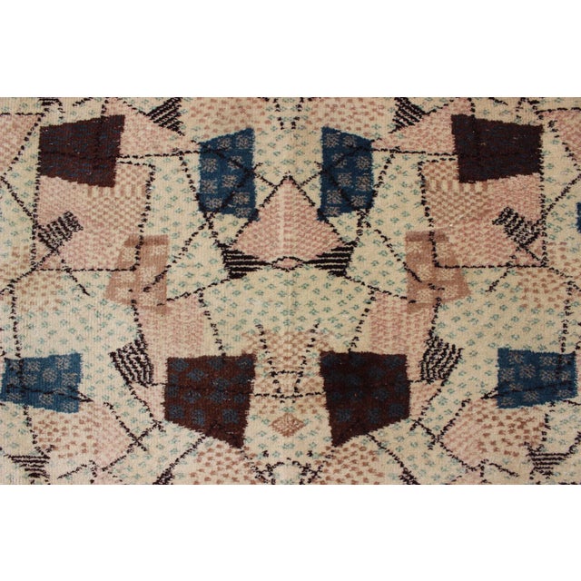 Vintage Turkish Rug With Mid-Century Modern Design in Dusty Blue, Brown, L.Green For Sale - Image 10 of 13