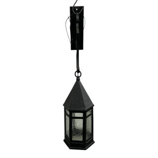 Vintage Gothic Style Iced Glass & Iron Pendant Lantern For Sale