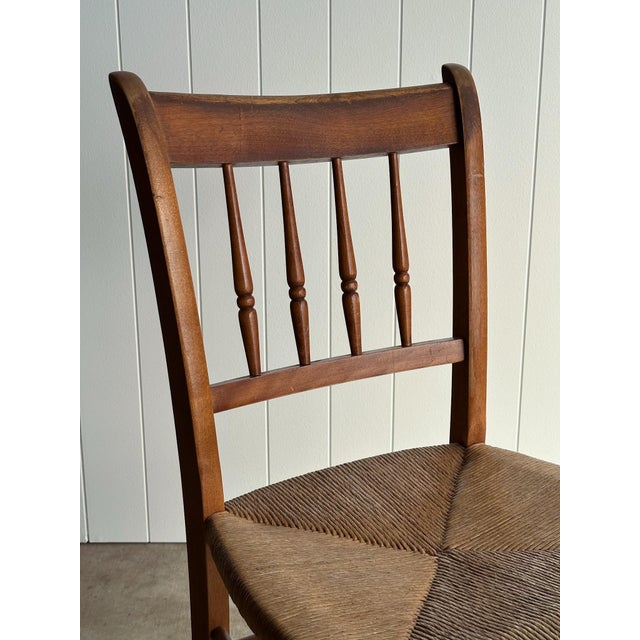 Vintage Maple Spindle-Back Dining Chairs With Rush Seats, Set of Six For Sale - Image 11 of 14
