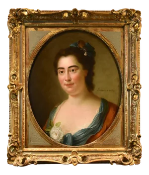 Jean-Baptiste Perroneau, Portrait of Lady Perroneau, 1760, Oil on Canvas, Framed