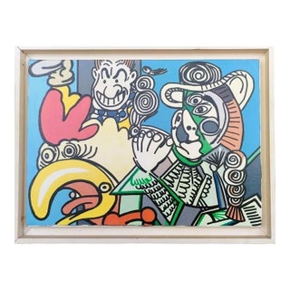 Signed Gudmundur Erró Oil on Canvas, Framed Pop Art Figurative Composition. For Sale