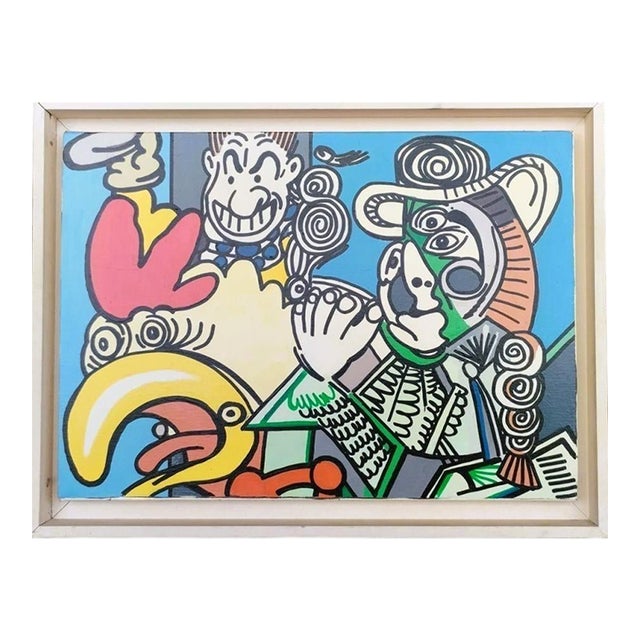 Signed Gudmundur Erró Oil on Canvas, Framed Pop Art Figurative Composition. For Sale