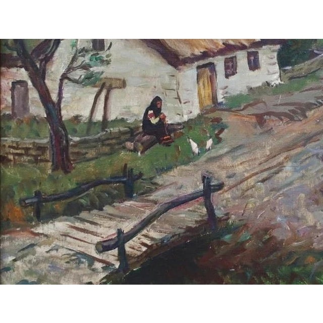 1970s Rural Landscape Antique Oil Painting Original Soviet Art Ukrainian Artist Bibik S. 70-90 1970s For Sale - Image 5 of 6