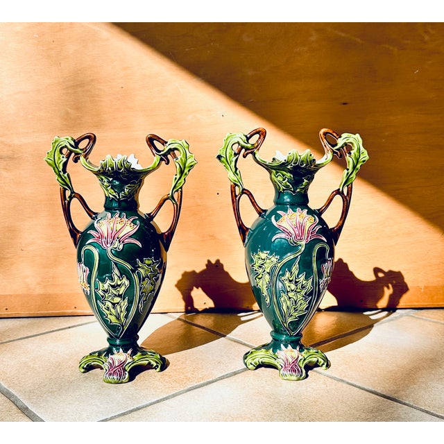 Antique Art Nouveau Porcelain Vases with Handles from Julius Dressler Biela, Austria, 1910s, Set of 2 For Sale - Image 14 of 14