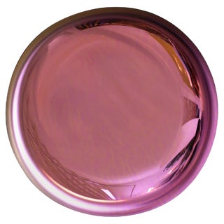 French Modern Sculptural Concave Pink Glass Mirror For Sale