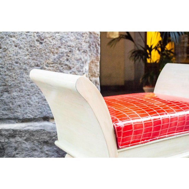 Art Deco Stools in Wood, Brass and Leather, Italy, 1930s, Set of 2 For Sale - Image 4 of 7