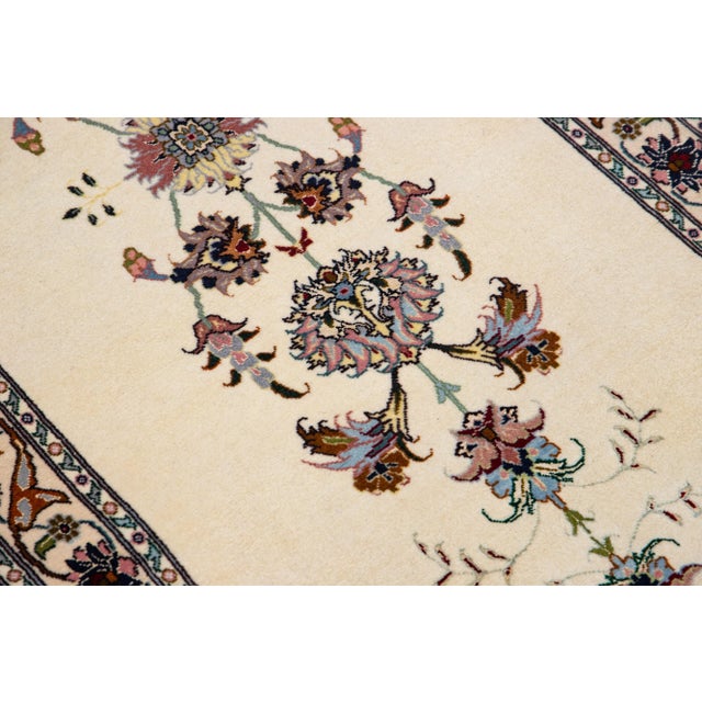 Textile Modern Persian Tabriz Ivory Handmade Wool Runner For Sale - Image 7 of 10
